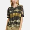 Betty Barclay LEICHT TRANSPARENTES MIT RIPPBÜNDCHEN - T-Shirt Print - Black/khaki