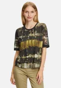 Betty Barclay LEICHT TRANSPARENTES MIT RIPPBÜNDCHEN - T-Shirt Print - Black/khaki