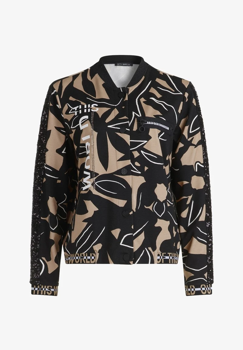 Betty Barclay LANGARM - Bomberjacke - Schwarz Beige 1 Betty Barclay LANGARM - Bomberjacke - Schwarz Beige