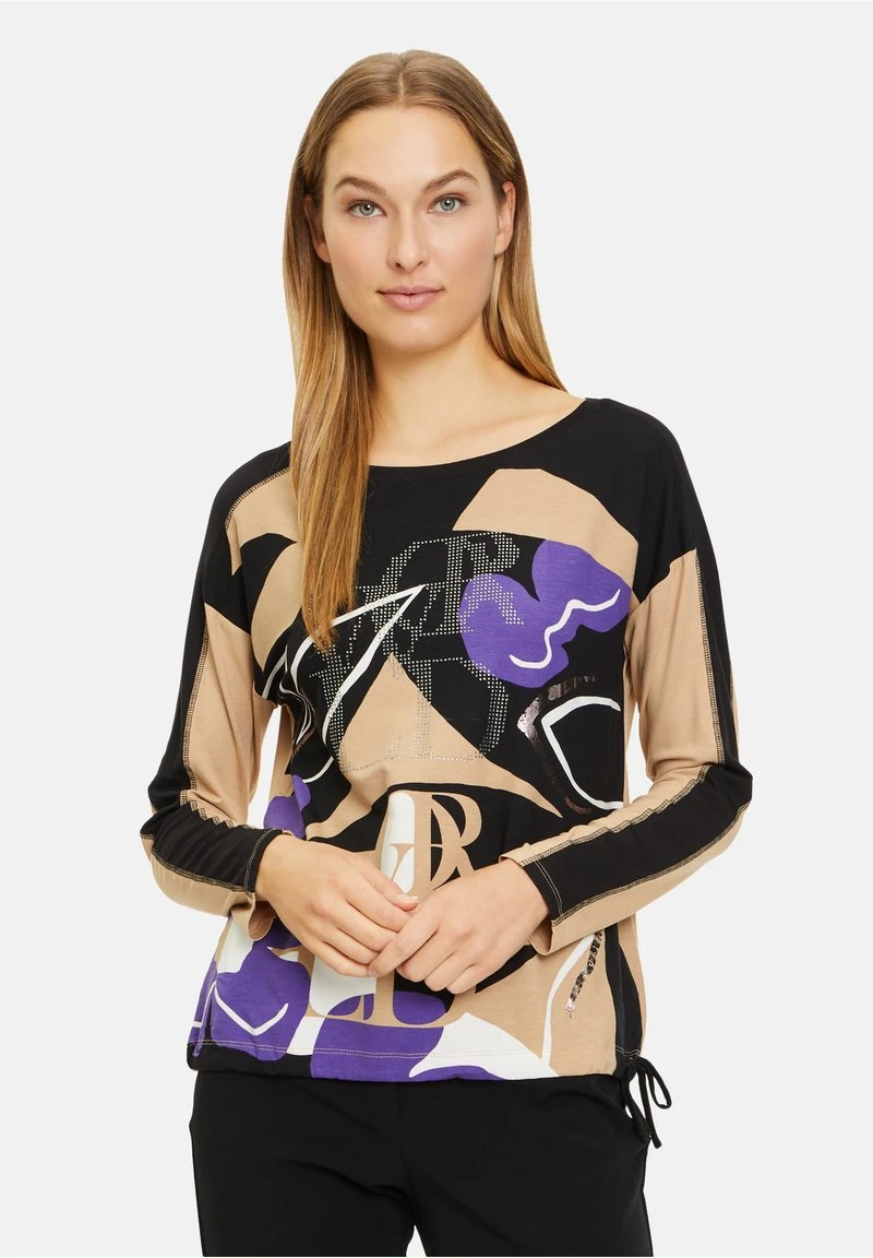 Betty Barclay CASUAL MIT COLOR BLOCKING - Langarmshirt - Camel Black 1 Betty Barclay CASUAL MIT COLOR BLOCKING - Langarmshirt - Camel Black