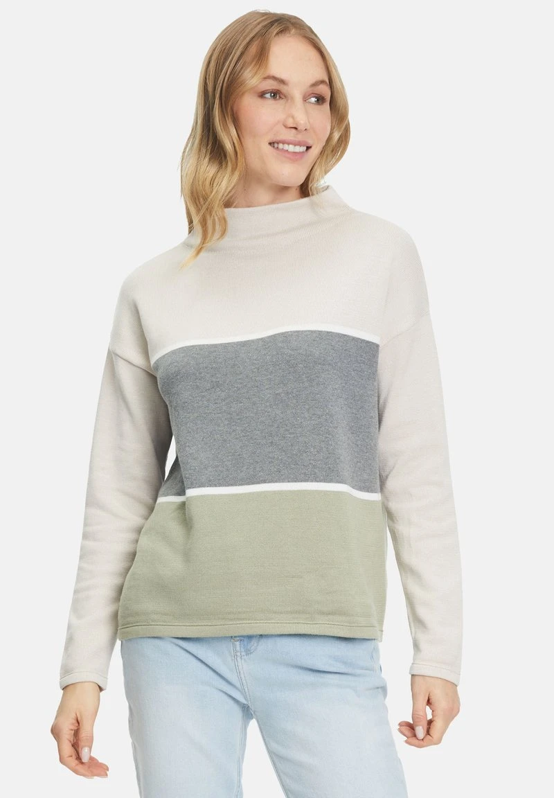Betty Barclay COLOUR BLOCKING - Strickpullover - Patch Green Grey 1 Betty Barclay COLOUR BLOCKING - Strickpullover - Patch Green Grey